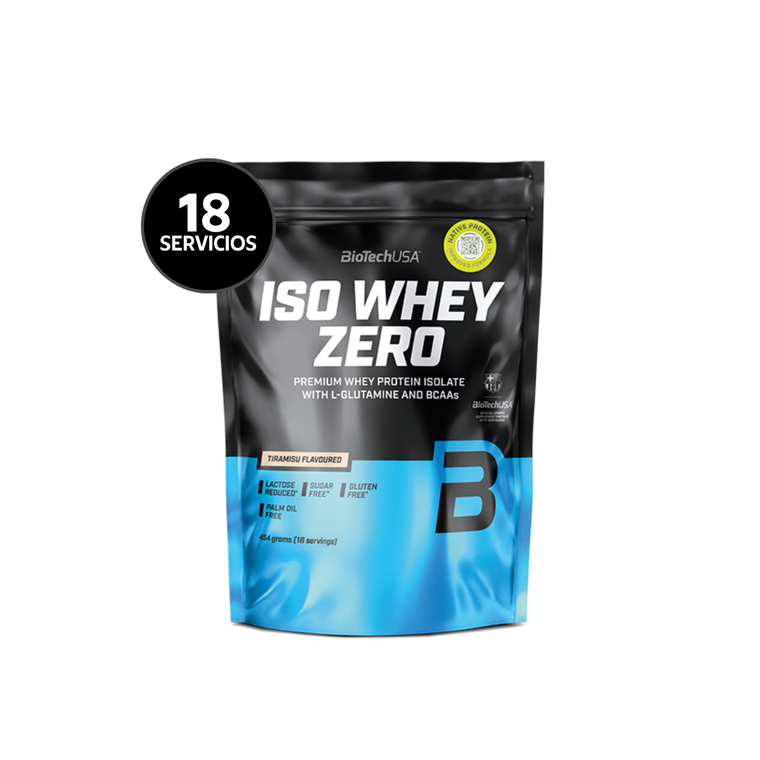 BioTechUSA Iso Whey Zero 454 g | 19 Servicios · Whey Isolate · Sin Azúcar y Gluten