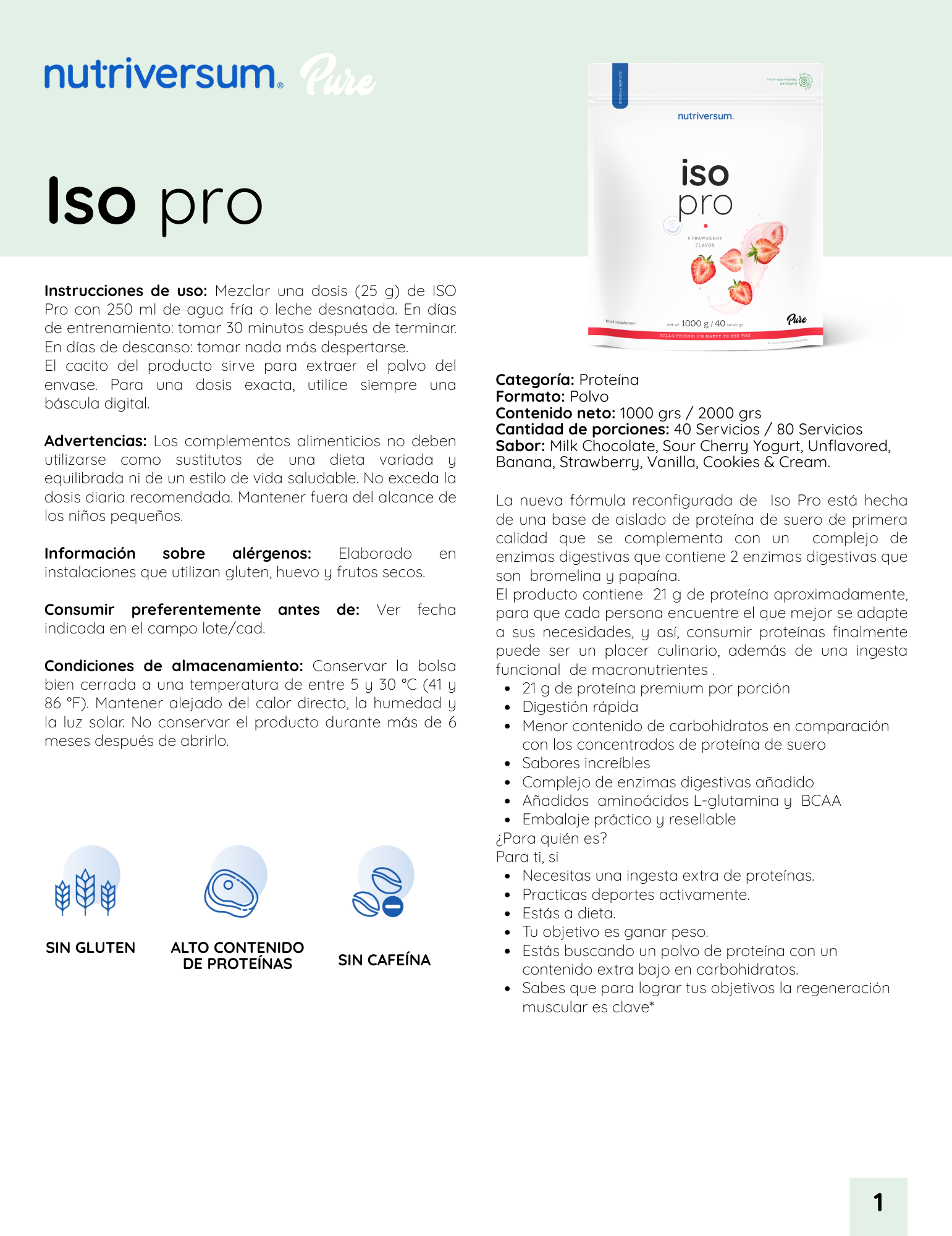 Proteína Iso Pro - Nutriversum - 1000g / 40 Servicios