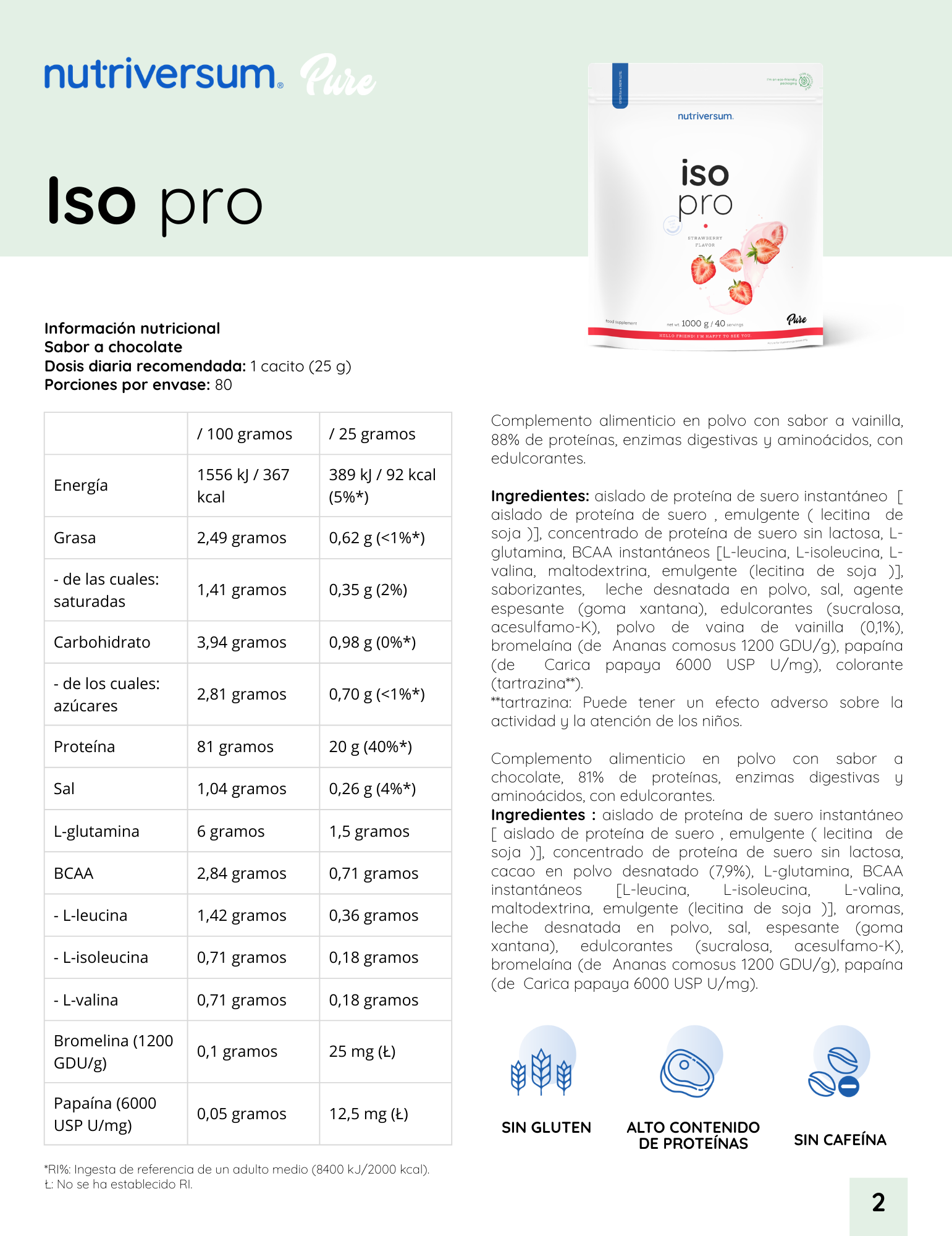 Proteína Iso Pro - Nutriversum - 1000g / 40 Servicios