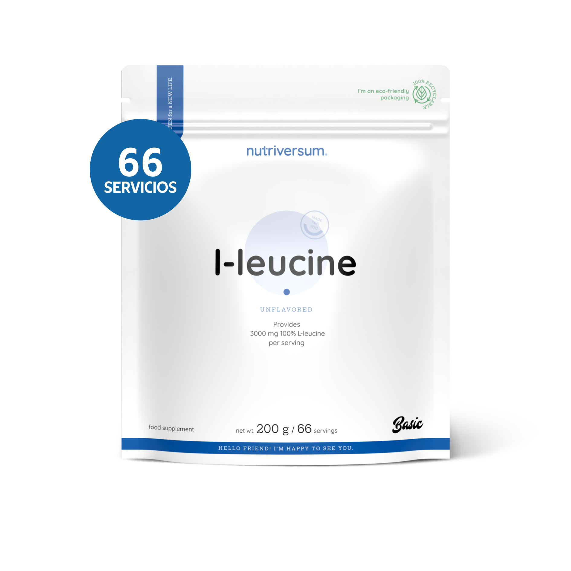 L-Leucine 100% - Nutriversum - 200g / 66 Servicios