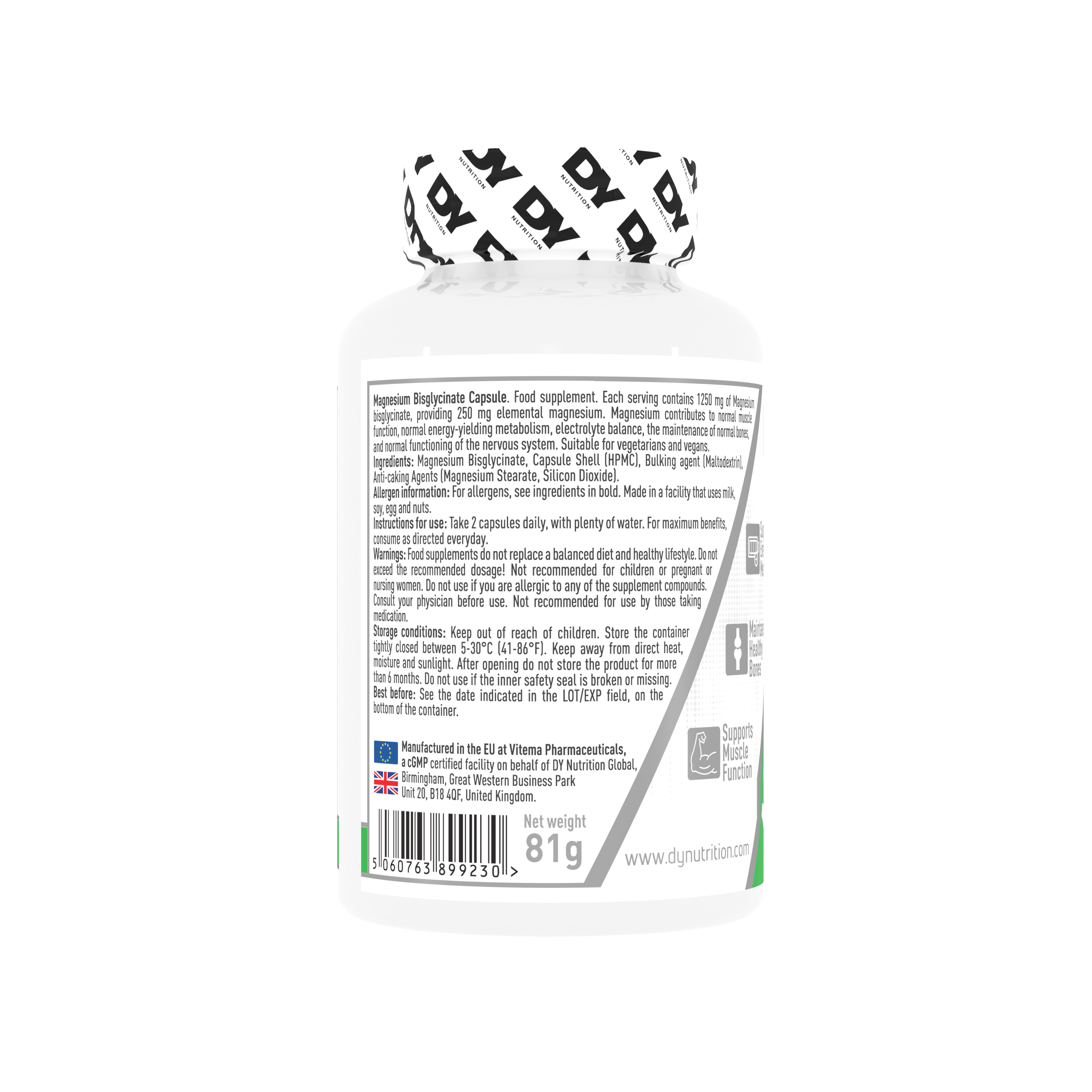 Dynutrition Magnesio Bisglicinato Dorian Yates | 90 Cápsulas Veganas · Alta Absorción