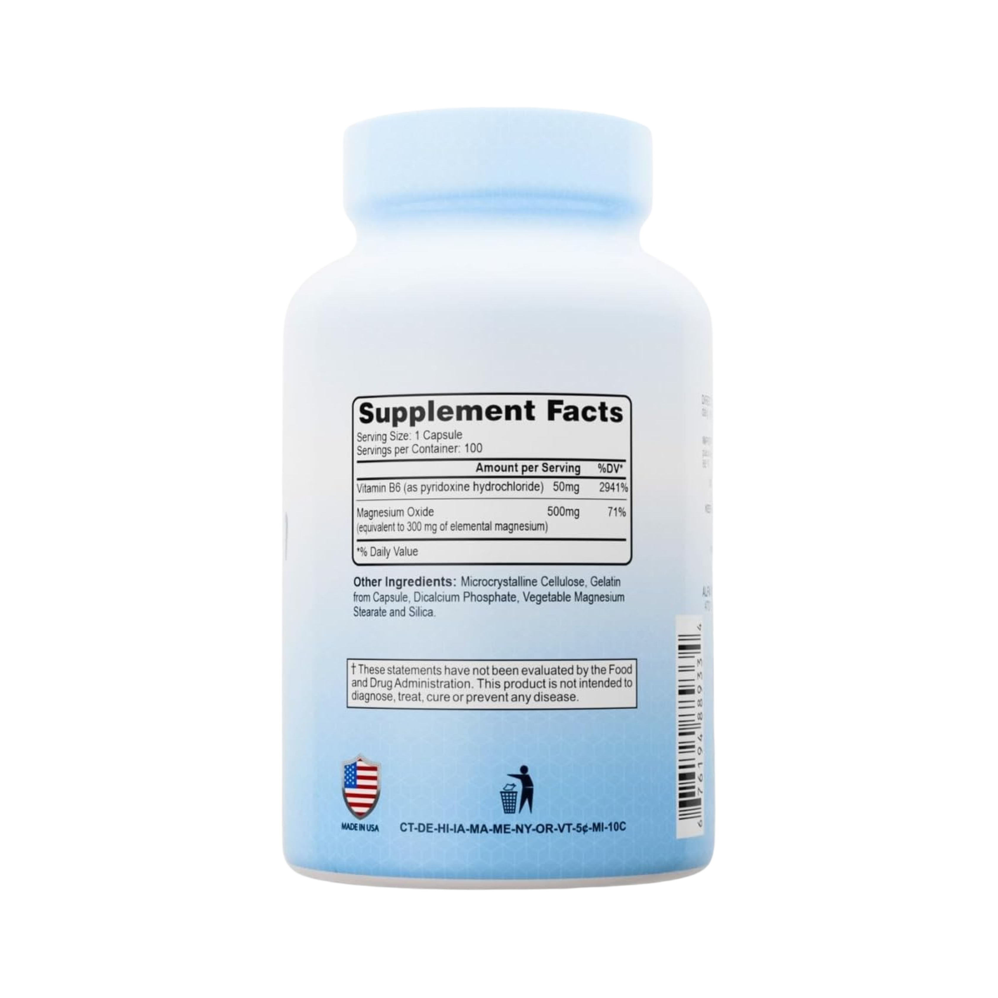 Alfa Vitamins Magnesium + B6 500 Mg 100 Caps