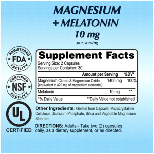 Alfa Vitamins Magnesium + Melatonin 10 mg 60 Caps