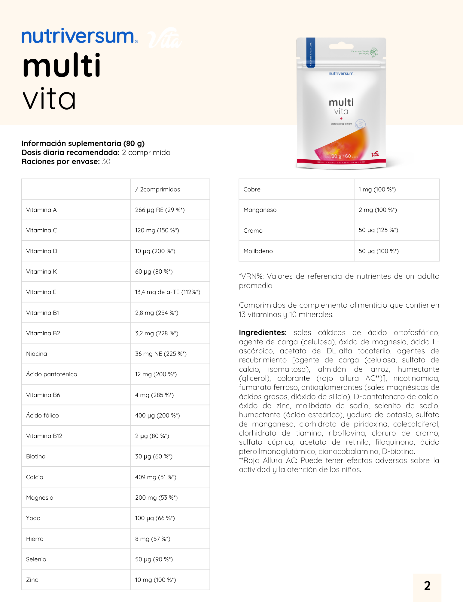 Multi Vita Nutriversum - 80g / 60 Tabletas