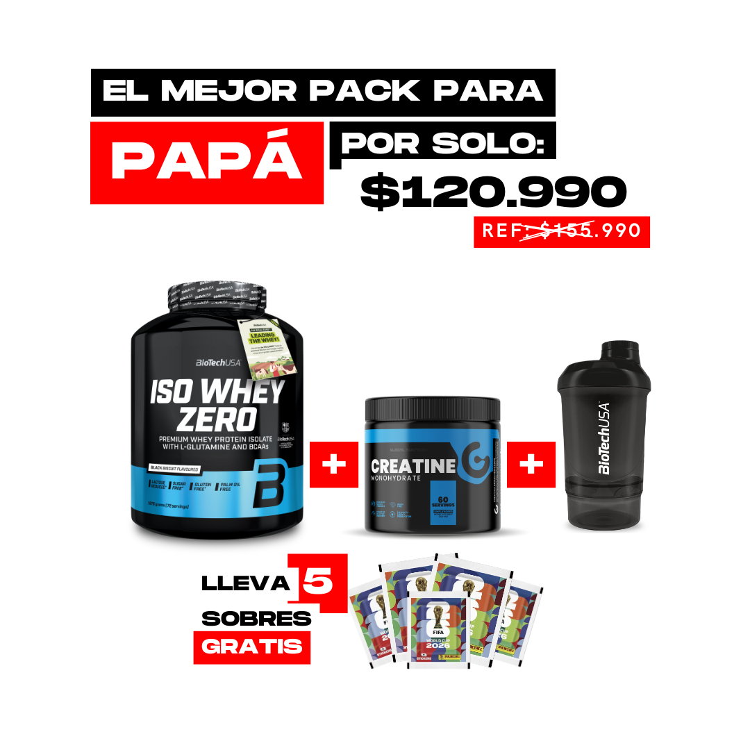 Pack Iso Whey Zero BiotechUSA + Creatina Monohidratada 300g Global Nutrition + Shaker 300ml + 5 Sobres Mundial 2026 | Proteína y Creatina para Ganancia Muscular