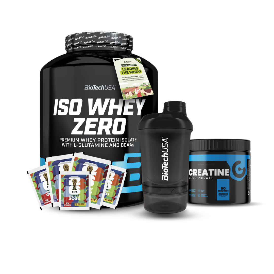 Pack Iso Whey Zero BiotechUSA + Creatina Monohidratada 300g Global Nutrition + Shaker 300ml + 5 Sobres Mundial 2026 | Proteína y Creatina para Ganancia Muscular