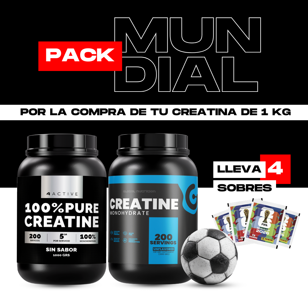 Pack 4Active Creatina 1 Kg + 4 Sobres Mundial 2026 GRATIS