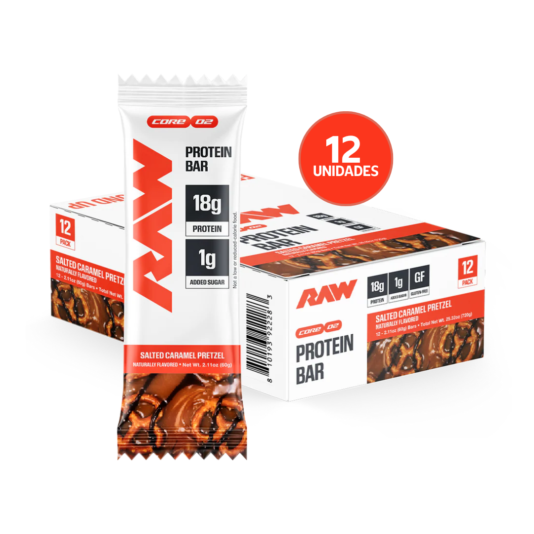 RAW Nutrition Protein Bar 12 Pack | Barras de Proteína · Snack Alto en Proteína - 21 gramos de proteína