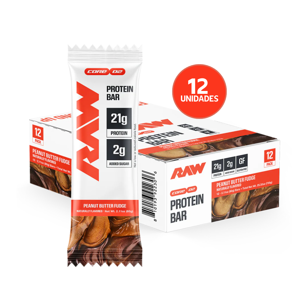 RAW Nutrition Protein Bar 12 Pack | Barras de Proteína · Snack Alto en Proteína - 21 gramos de proteína