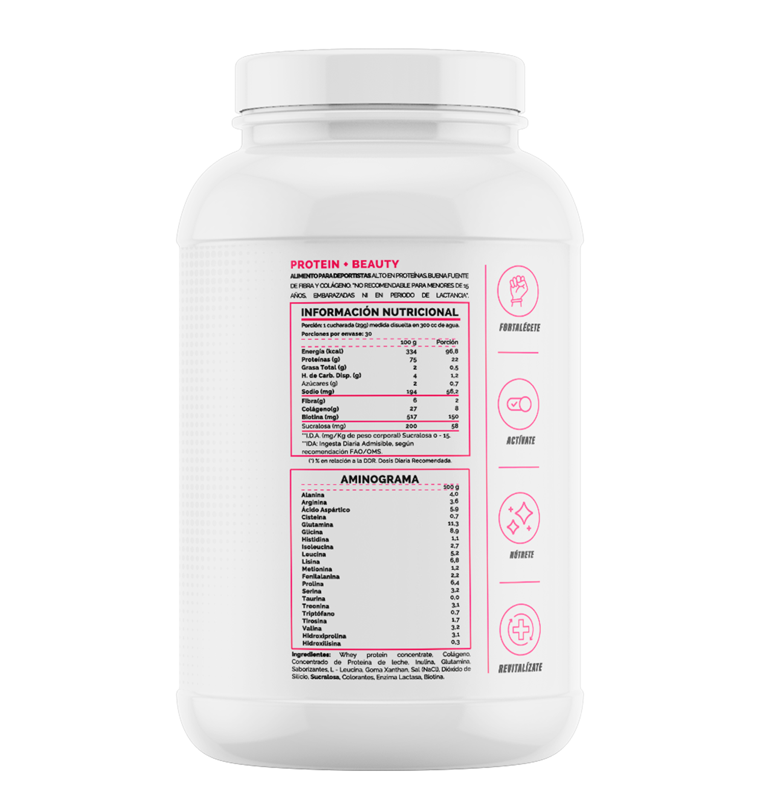 4Active Women Protein Beauty | 30 Servicios · 22g Proteína + 8g Colágeno + 2g Fibra + Biotina