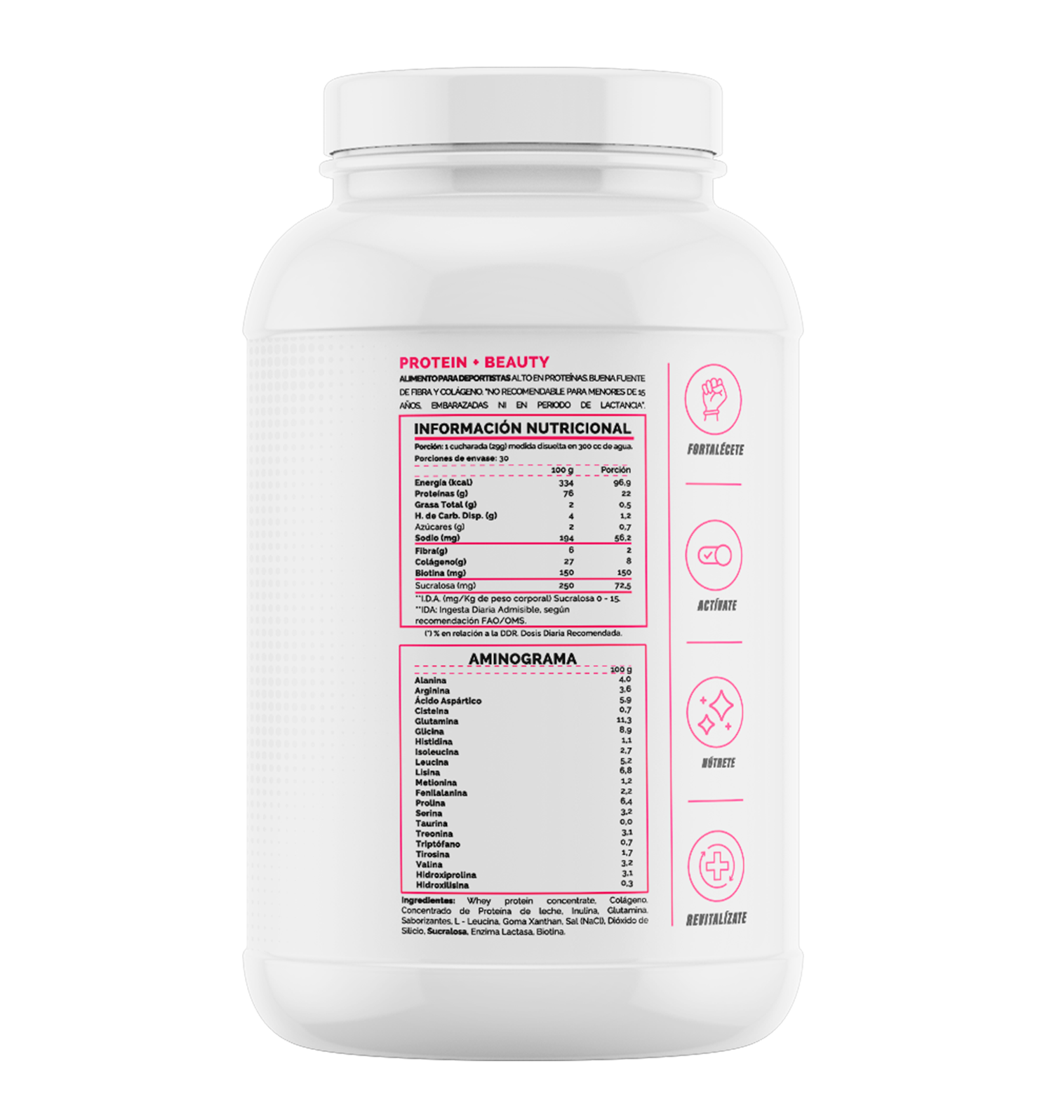 4Active Women Protein Beauty | 30 Servicios · 22g Proteína + 8g Colágeno + 2g Fibra + Biotina