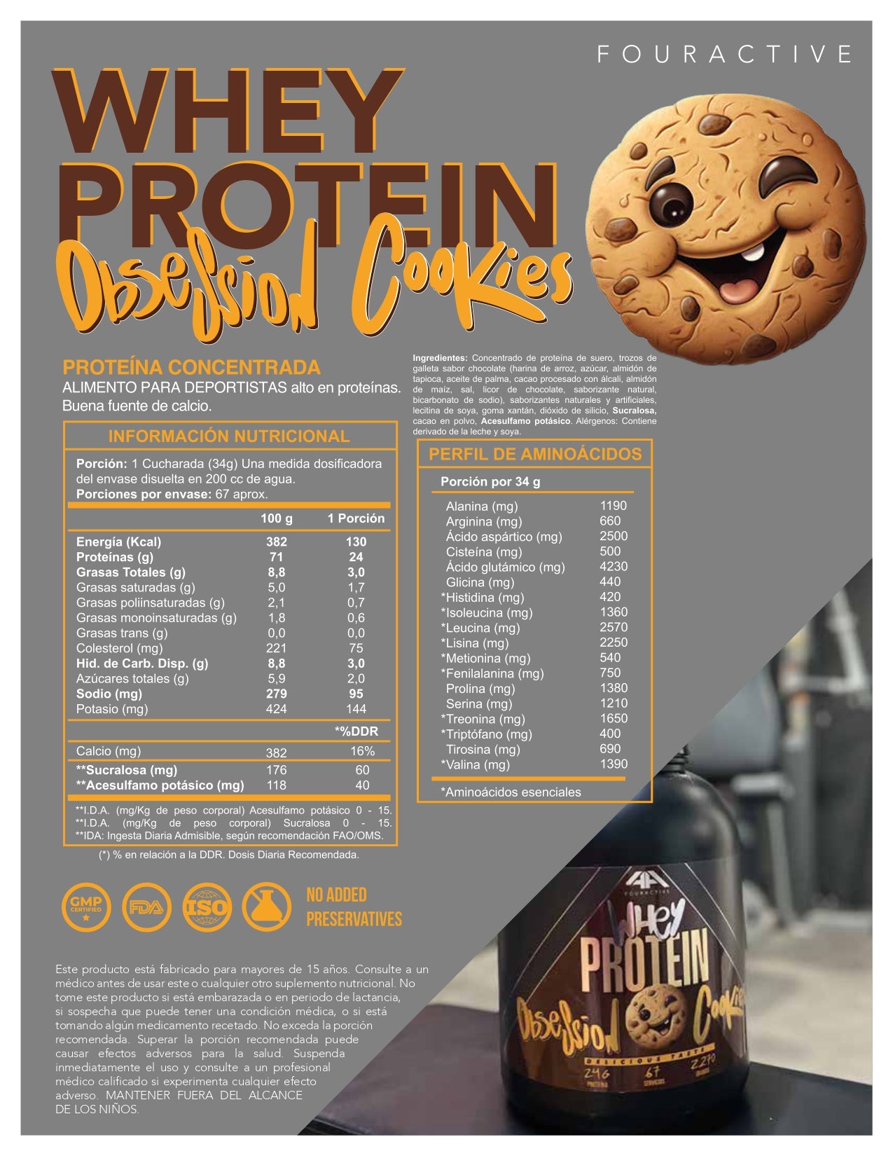 Whey Protein 4ACTIVE 5 Libras 67 Servicios