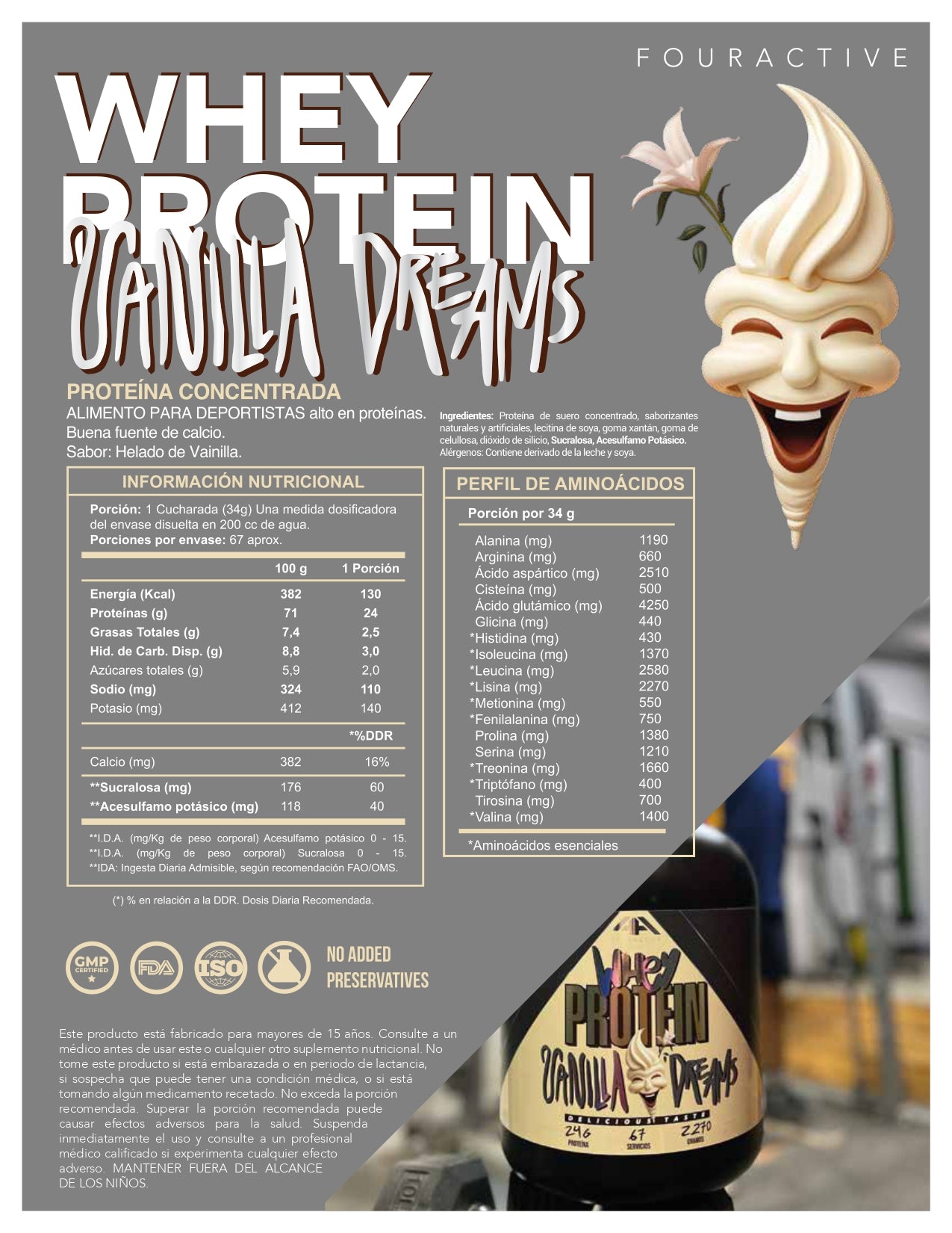 Whey Protein 4ACTIVE 5 Libras 67 Servicios