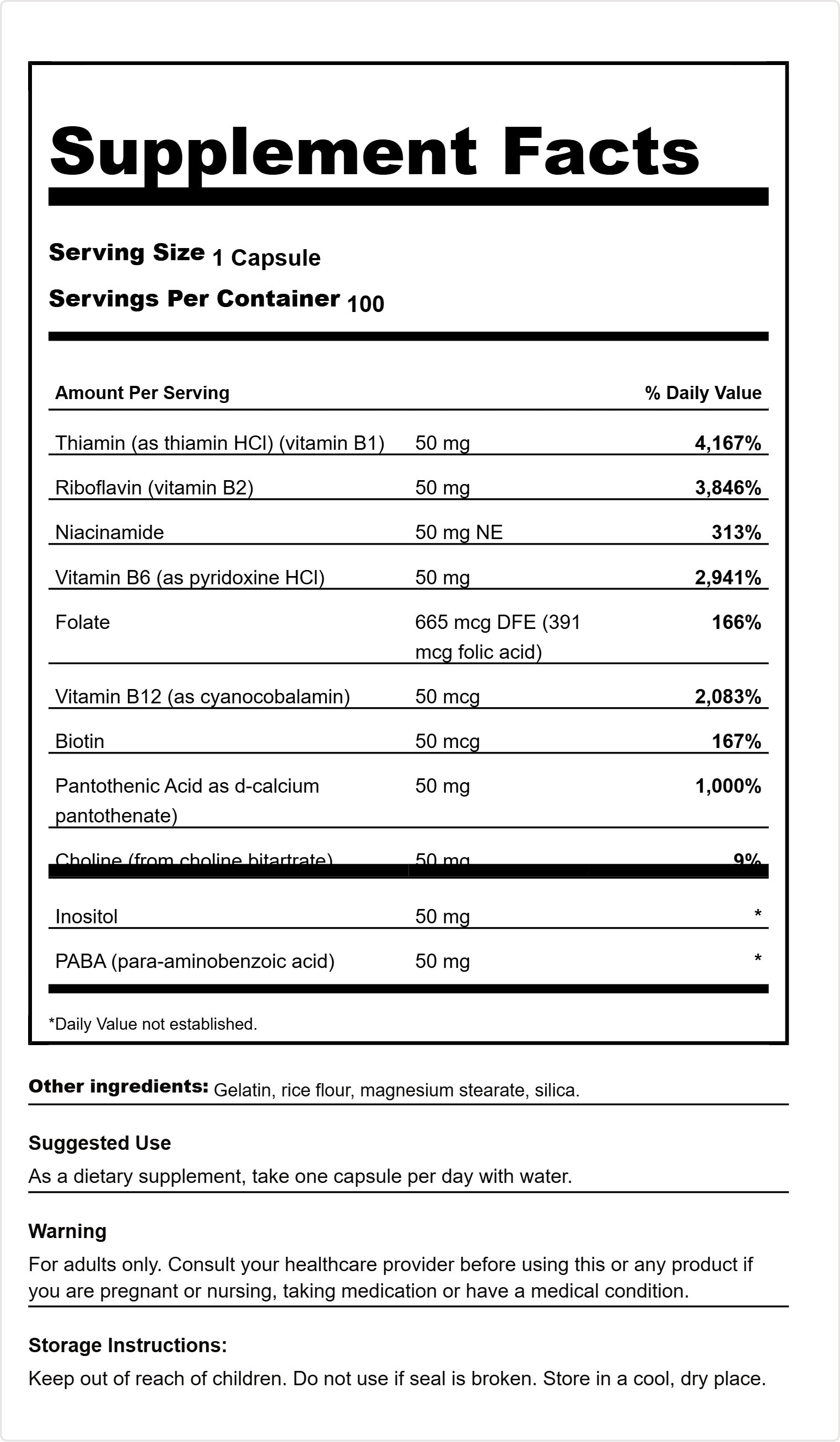 Swanson Balance B-50 Complex 100 Cápsulas | Complejo de Vitaminas B