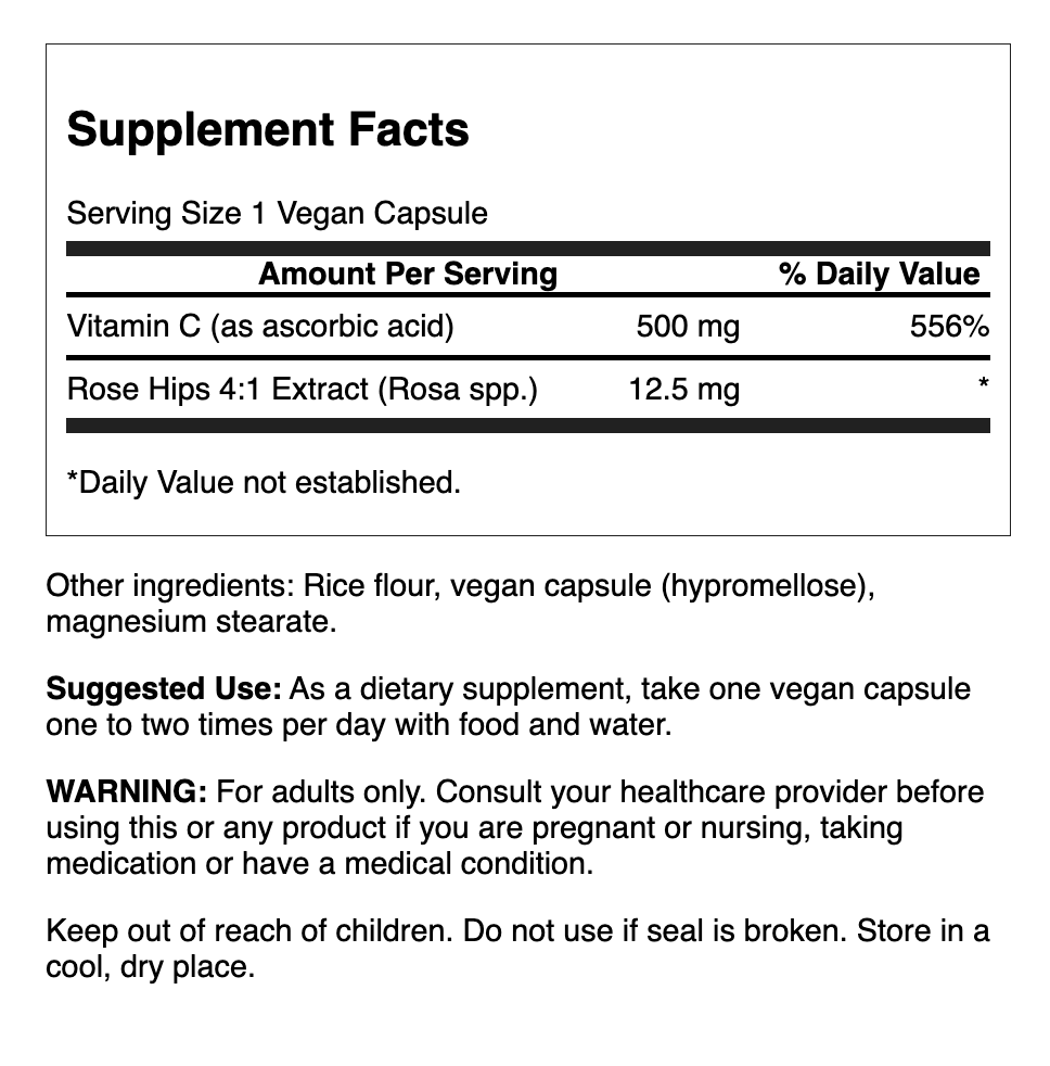 Swanson Vitamina C + Rosa Mosqueta 500 mg | 250 Cápsulas Veg · Antioxidante Familiar