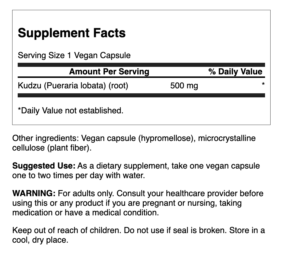 Swanson Full Spectrum Kudzu Root 500 mg | Raíz de Kudzu – 60 Cápsulas