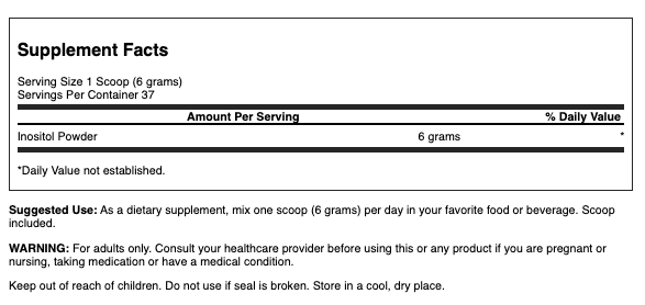 Swanson Inositol Powder 100% Pure | Inositol Puro en Polvo – 8 Oz