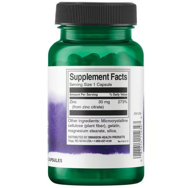 Swanson Citrato de Zinc 50 mg | 60 Cápsulas · Sistema Inmune y Testosterona