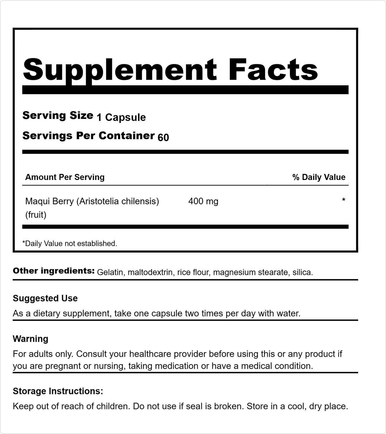 Swanson Full Spectrum Maqui Berry 400mg 60 Cápsulas | Extracto de Maqui