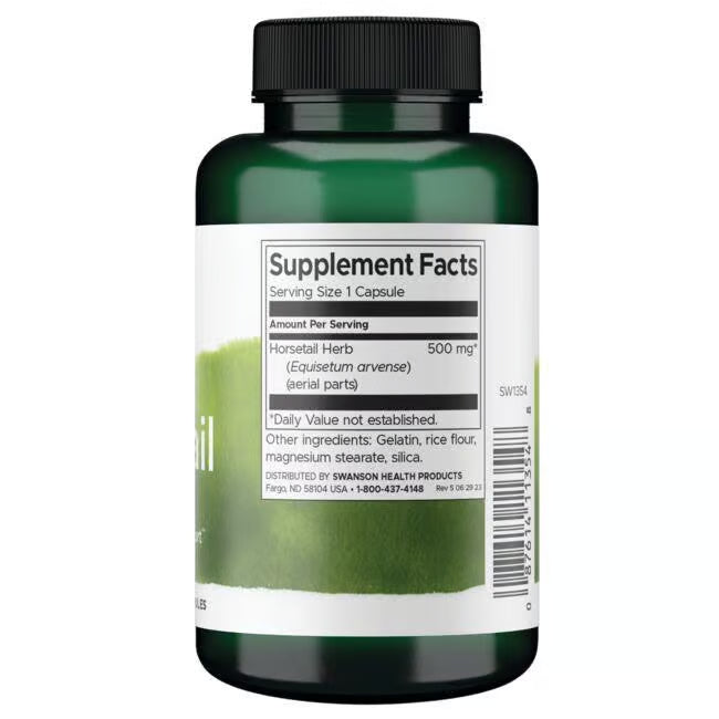 Swanson Cola de Caballo 500 mg | 90 Cápsulas · Cabello, Piel y Uñas Naturales