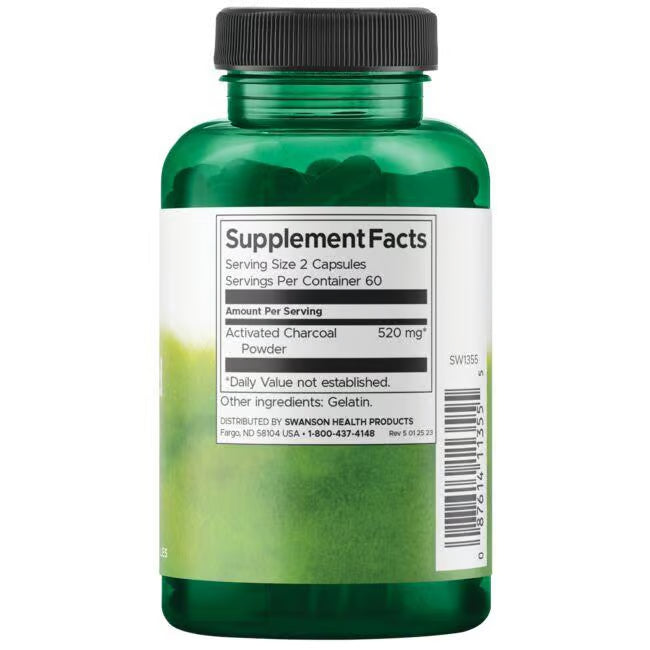 Swanson Carbón Activado 260 mg | 120 Cápsulas · Detox Digestivo y Antitoxinas