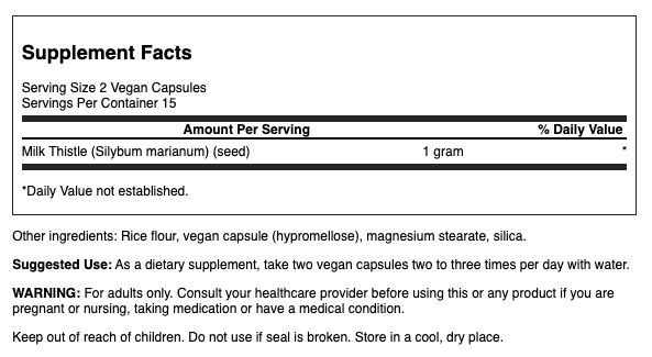 Swanson Cardo Mariano Full Spectrum 500 mg | 30 Cápsulas Veganas · Detox Hepático