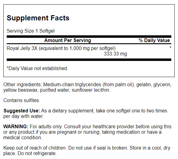 Swanson Jalea Real | 100 Softgels · Energía, Inmunidad y Vitalidad Natural