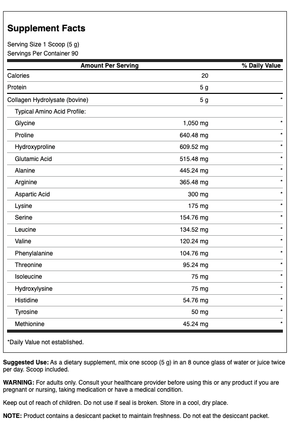 Swanson Collagen Hydrolysate – Péptidos de Colágeno Hidrolizado | 16 oz