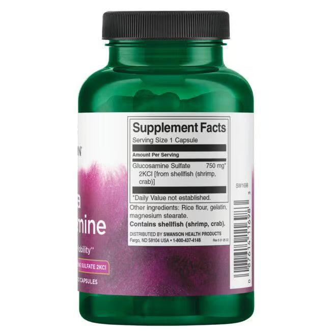 Swanson Glucosamina 750 mg | 120 Cápsulas · Articulaciones y Cartílago