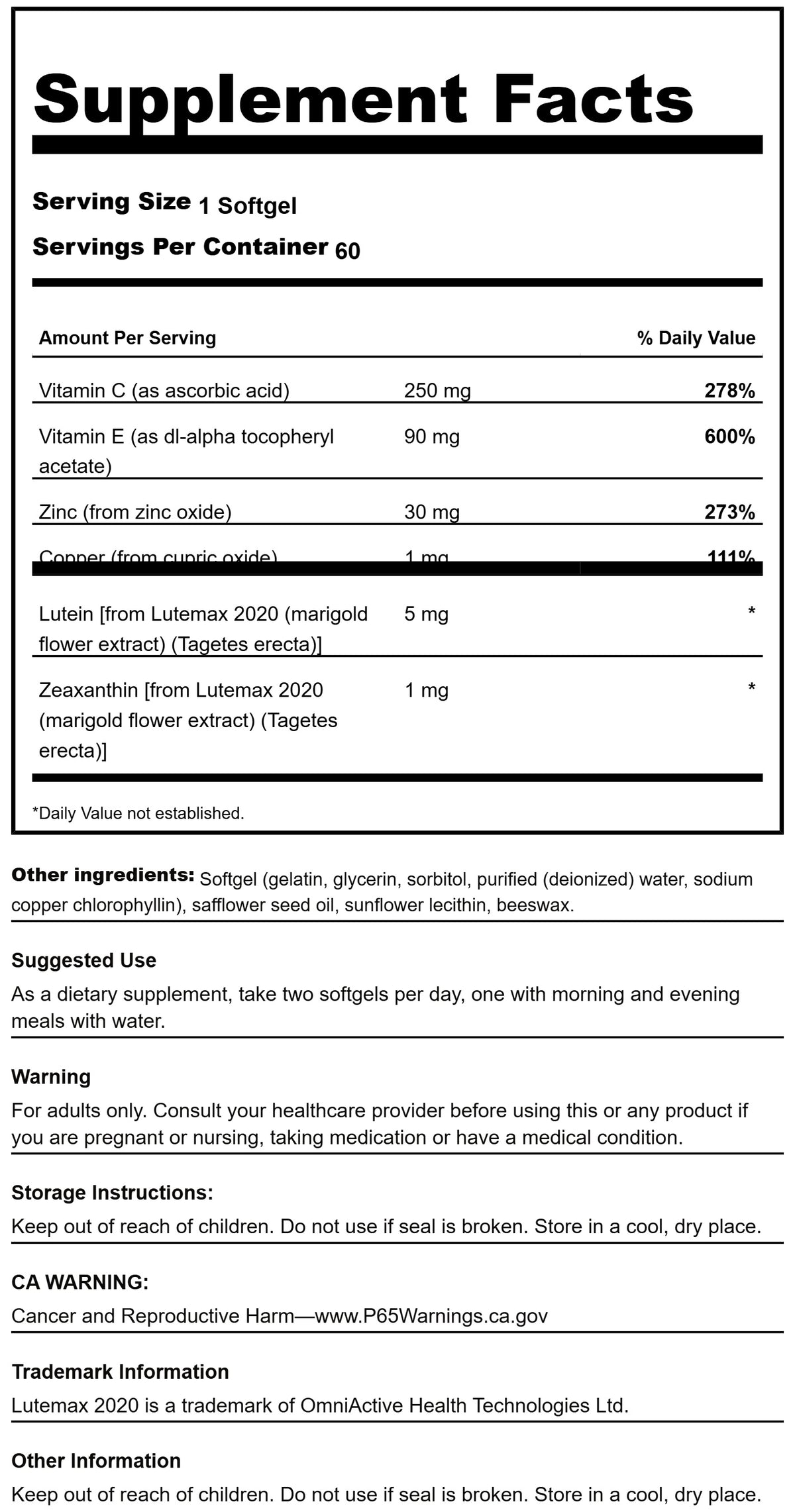 Swanson Age Related Eye Support | Fórmula de Apoyo para la Salud Ocular – 60 Softgels