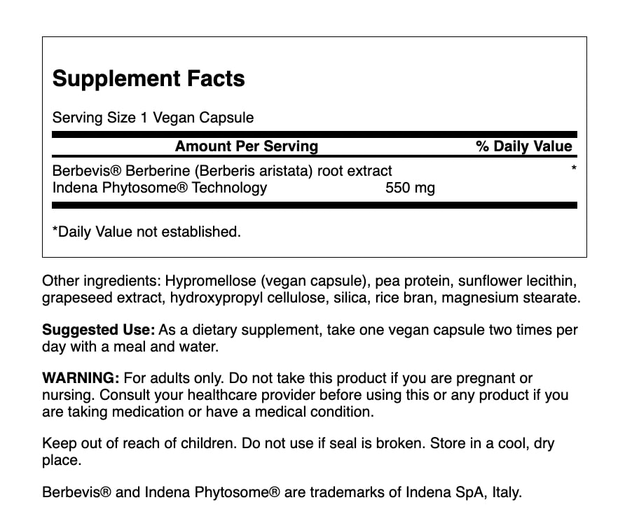 Swanson Berberina Advanced | 30 Cápsulas Veganas · Fórmula Premium Glucosa
