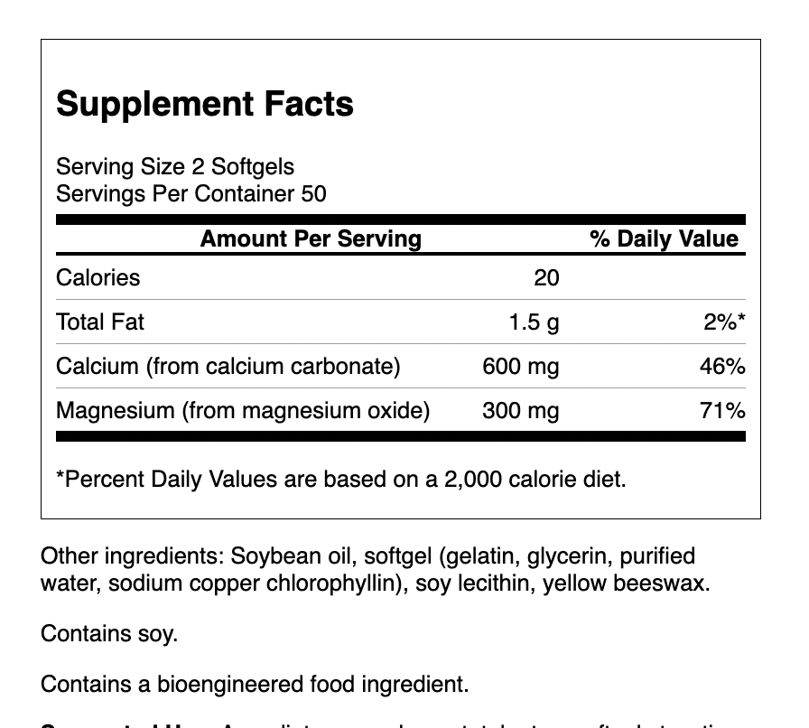 Swanson Liquid Calcium & Magnesium | Calcio + Magnesio Líquido – 100 Softgels