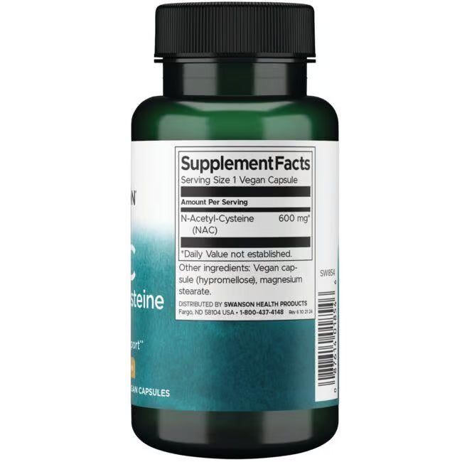 NAC N-acetyl Cysteine Swanson 600 mg 100 capsulas