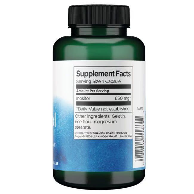 Swanson Inositol 650 mg | 100 Cápsulas · Bienestar Femenino y Estado de Ánimo