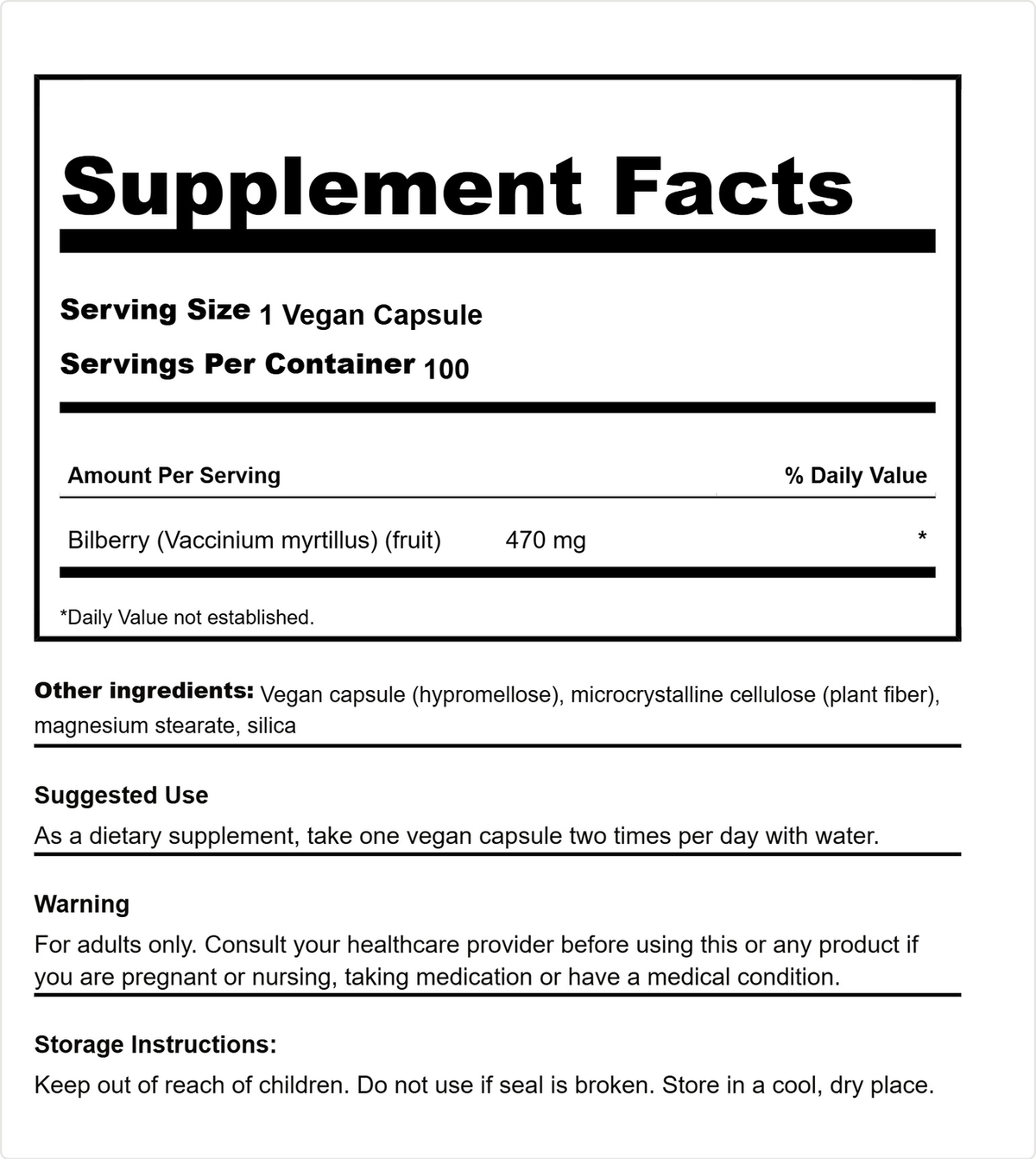Swanson Arándano Bilberry 470 mg | 100 Cápsulas Veganas · Salud Visual y Antioxidante