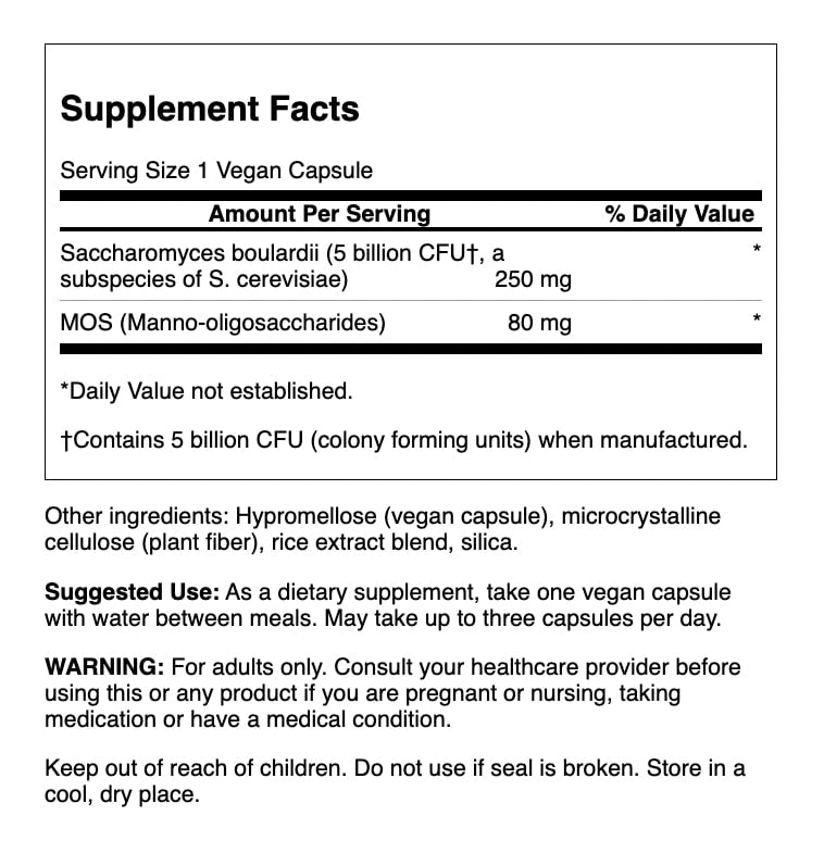 Swanson Saccharomyces Boulardii | Probiótico 30 Cápsulas Veganas