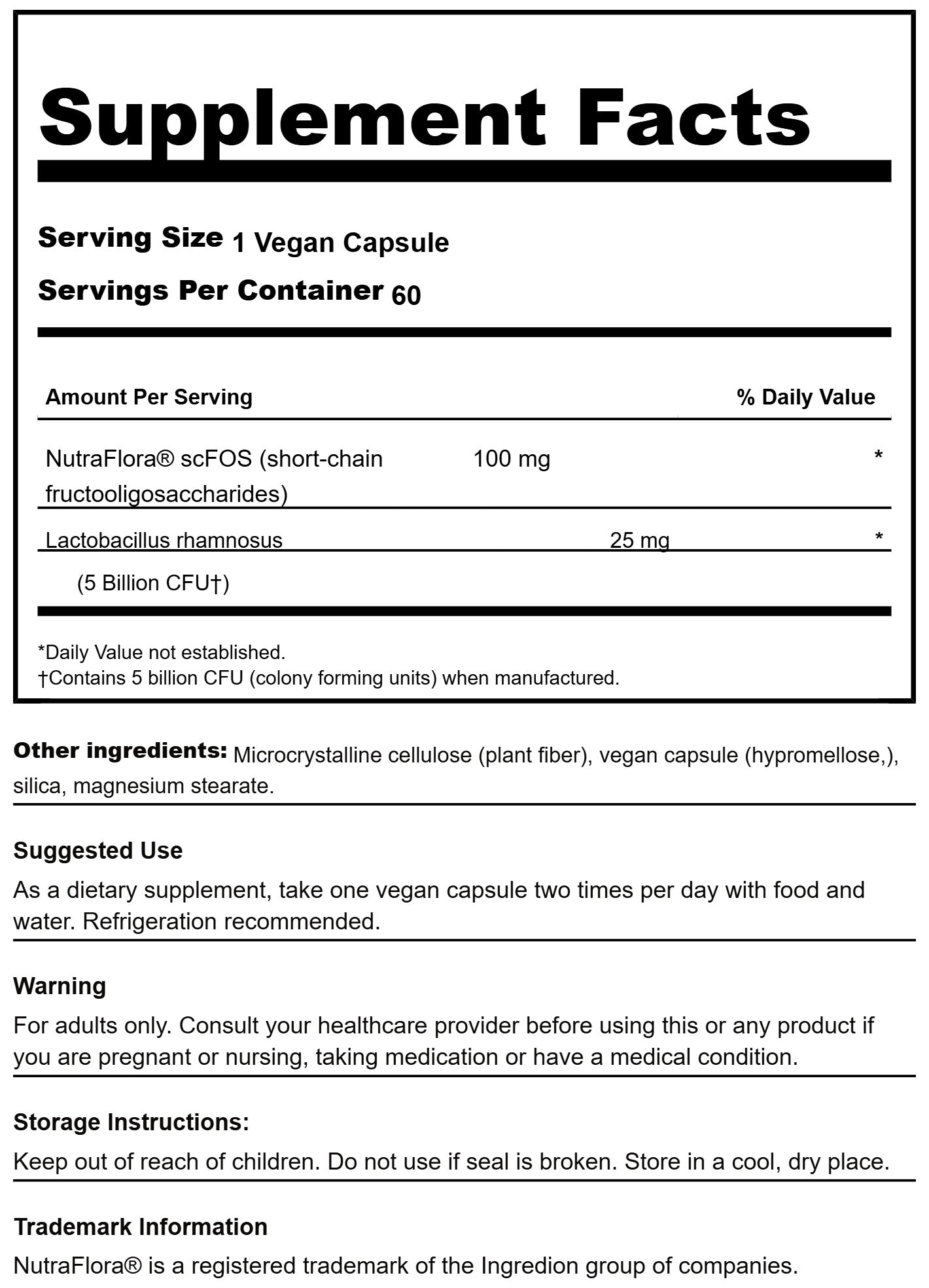 Swanson Lactobacillus Rhamnosus 60 Cápsulas Veganas | Probiótico