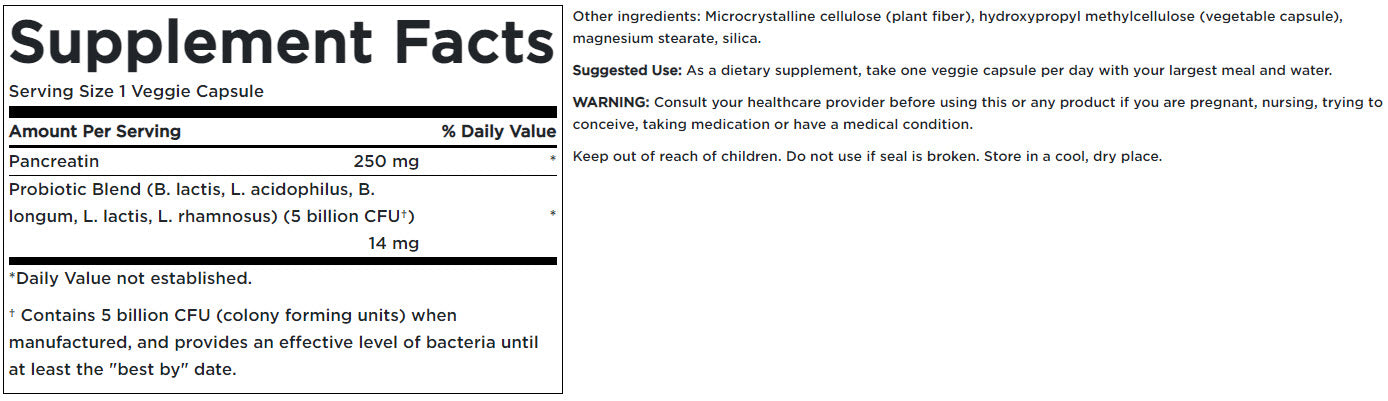 Probiotic with Digestive Enzymes 5 Billion Cfu 60 Veg Caps