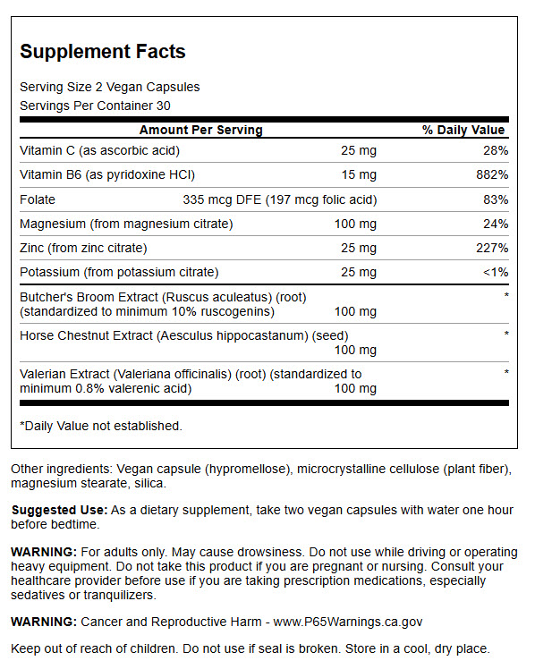 Swanson Nighttime Leg Essentials | 60 Cápsulas · Calambres Nocturnos y Circulación