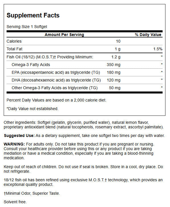 Swanson EPA & DHA – Omega 3 con EPA + DHA Sabor Limón | 120 Softgels