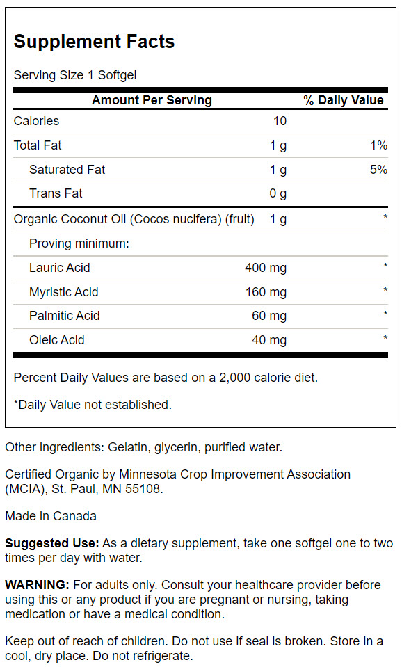 Swanson Aceite de Coco 1.000 mg | 60 Softgels · MCT y Energía Cetogénica