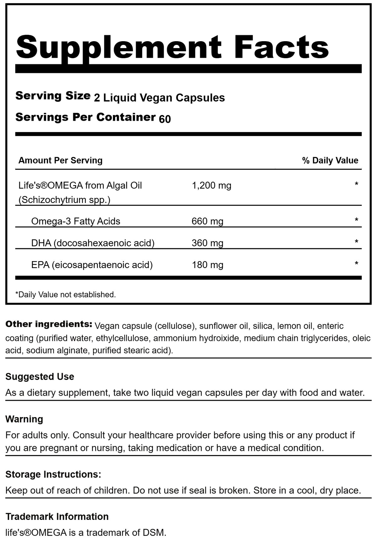 Swanson Plant BSD Omega-3 330 mg | Omega-3 de Origen Vegetal – 120 Cápsulas