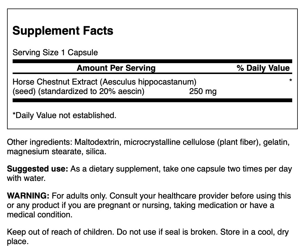 Swanson Horse Chestnut Extract 250mg 120 Cápsulas | Extracto de Castaño de Indias