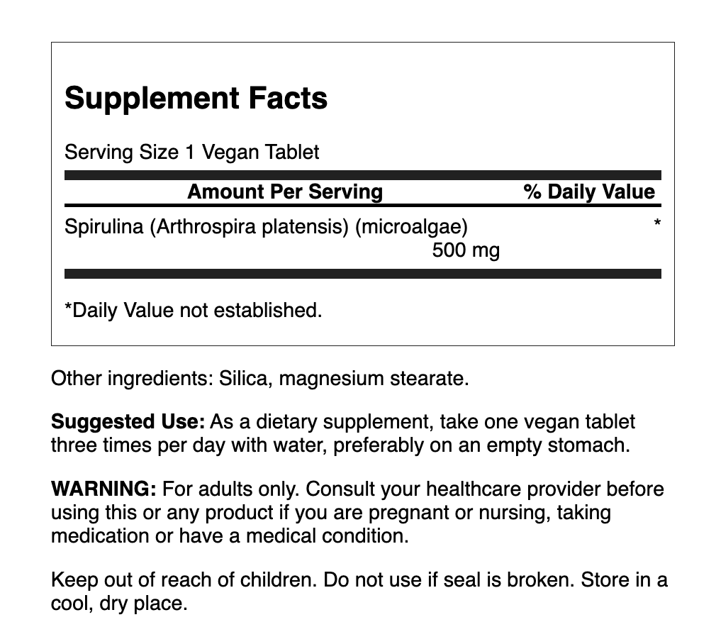 Swanson Espirulina 500 mg | 180 Tabletas · Superalimento Natural