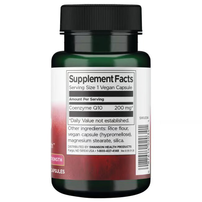 Swanson Coenzima Q10 Máxima Potencia 200 mg | 30 Cápsulas · Salud Cardiovascular y Energía