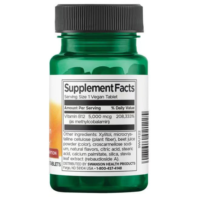 Vitamin B 12 Methylcobalamin Swanson 5,000 mcg 60 tabletas