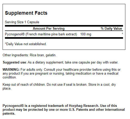 Swanson Ultra Pycnogenol® 100 mg | Extracto de Corteza de Pino Marítimo – 30 Cápsulas