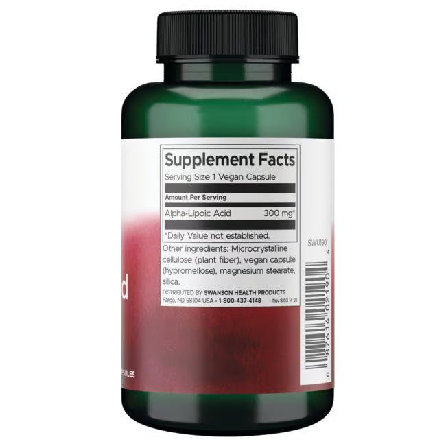 Swanson Ácido Alfa Lipoico 300 mg | 120 Cápsulas · Antioxidante y Glucosa
