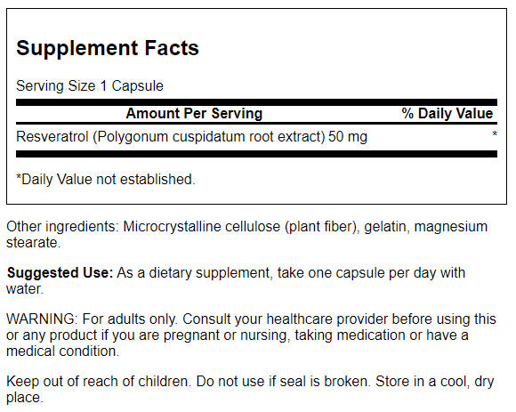 Swanson Ultra Resveratrol 50 mg | Polifenol Antioxidante – 30 Cápsulas