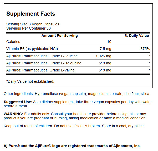 Swanson BCAA Vegano AjiPure | 90 Cápsulas Veganas · Recuperación Muscular